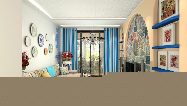 90㎡/兩室兩廳一衛(wèi)/地中海